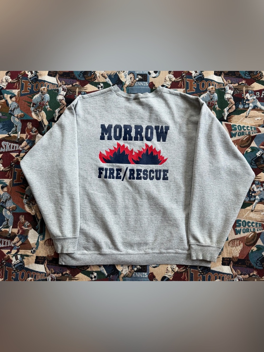 Vintage 90s Men’s Fruit of The Loom Morrow Georgia Fire/Rescue Gray Sweatshirt